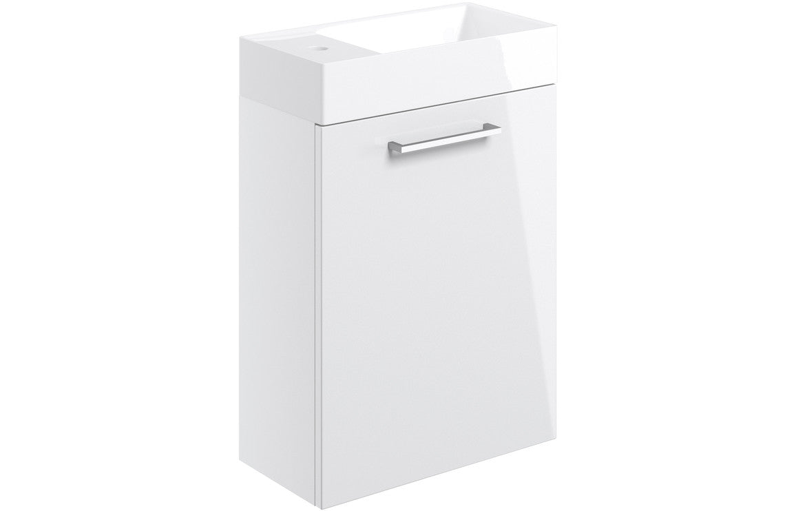 Naples 410 Wall Hung Unit & Basin Gloss White