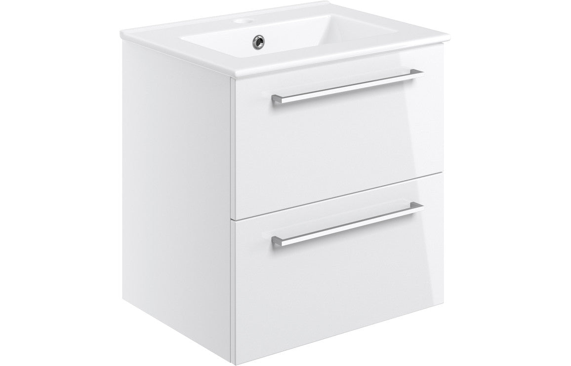 Naples 510 Wall Hung Unit & Basin Gloss White