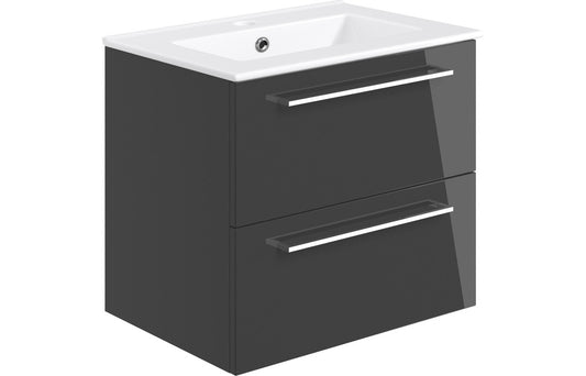 Naples 610 Wall Hung Unit & Basin Gloss Anthracite