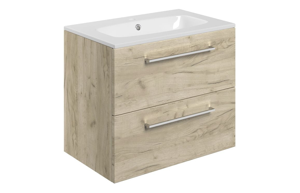 Naples 610 Wall Hung Unit & Basin Gloss Oak