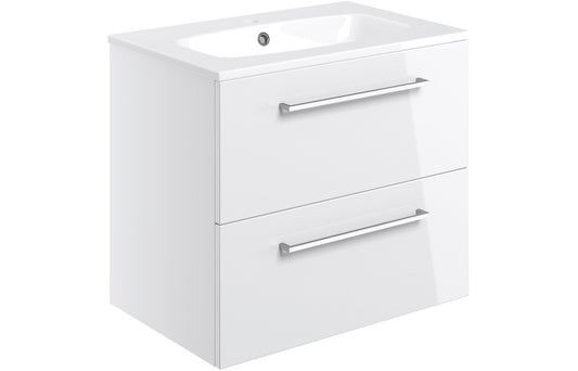 Naples 610 Wall Hung Unit & Basin Gloss White