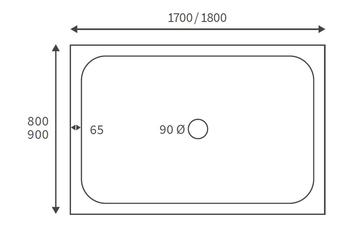 1700 X 800 Slimline Shower Tray & Waste