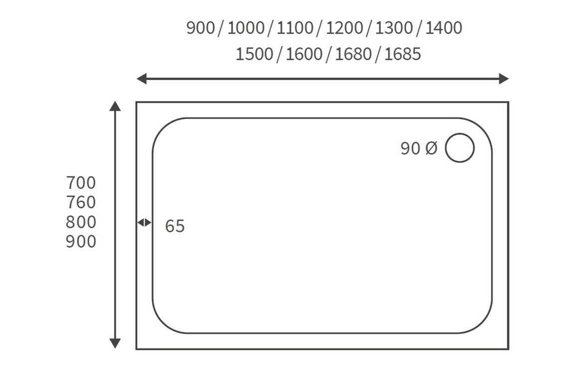 1000 X 800 Slimline Shower Tray & Waste