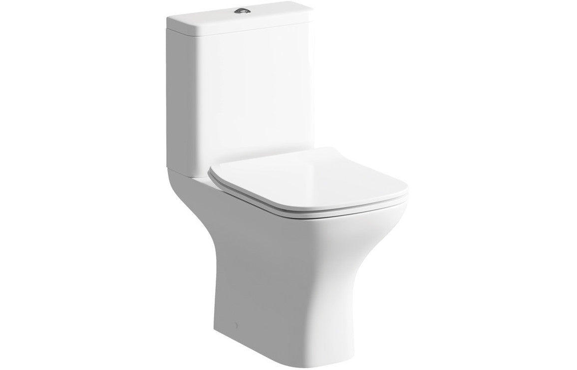 Elite Rimless Short Projection Open Back Toilet Pan, Cistern & Soft Close Seat