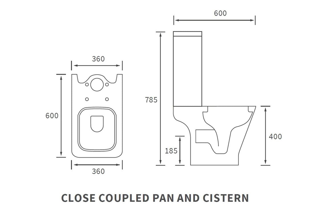 Elite Rimless Short Projection Open Back Toilet Pan, Cistern & Soft Close Seat