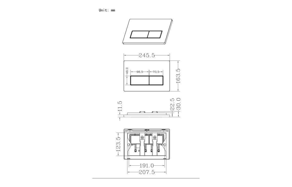 Rectangle Push Button Flushplate Chrome