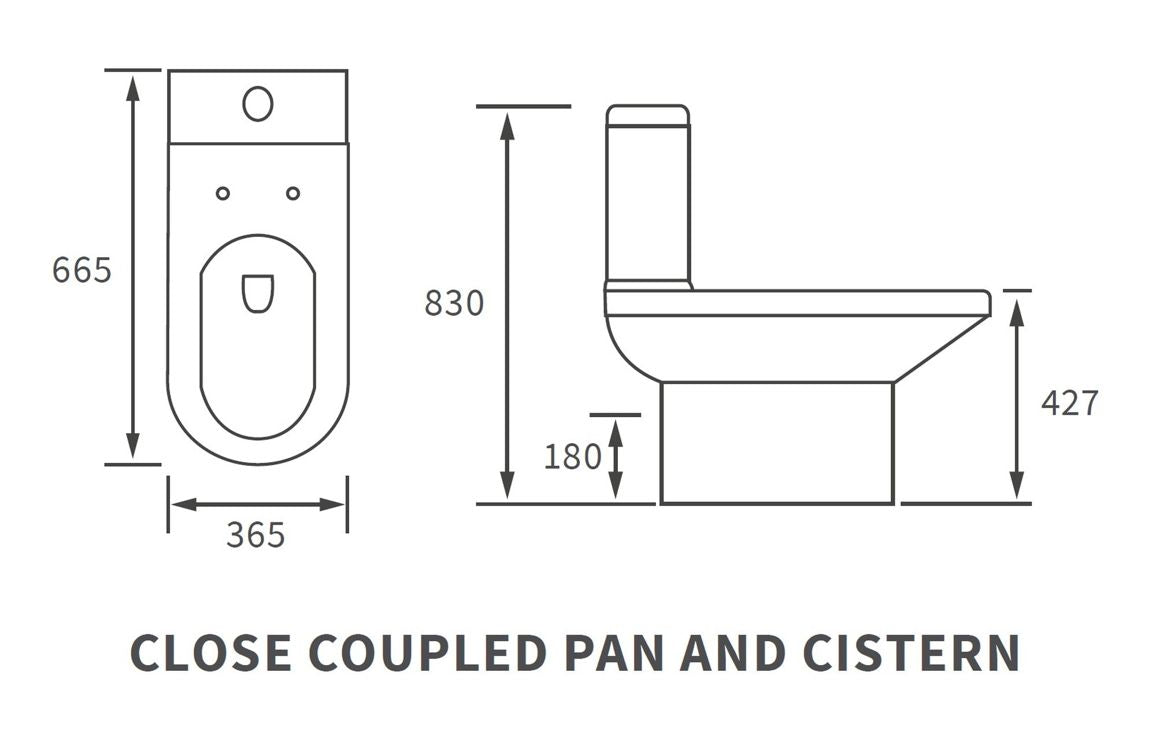 Rio Rimless Open Back Toilet Pan, Cistern &amp; Soft Close Seat