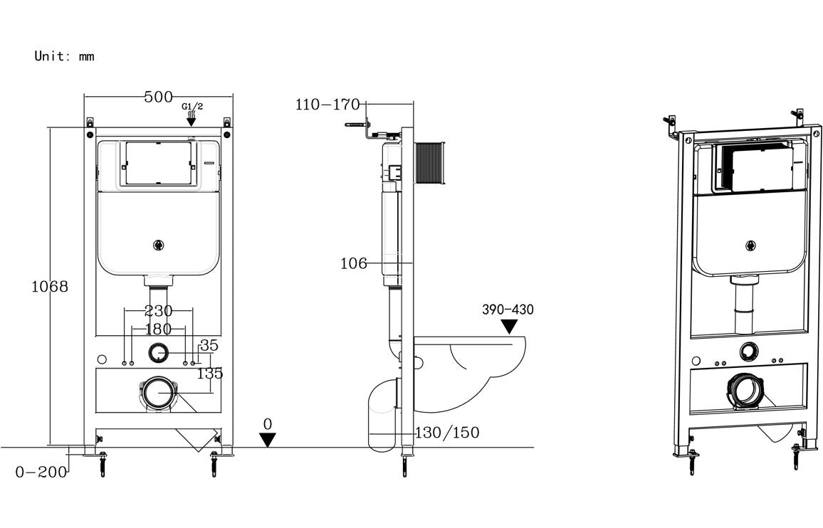 Wall Hung Hidden Cistern & Frame